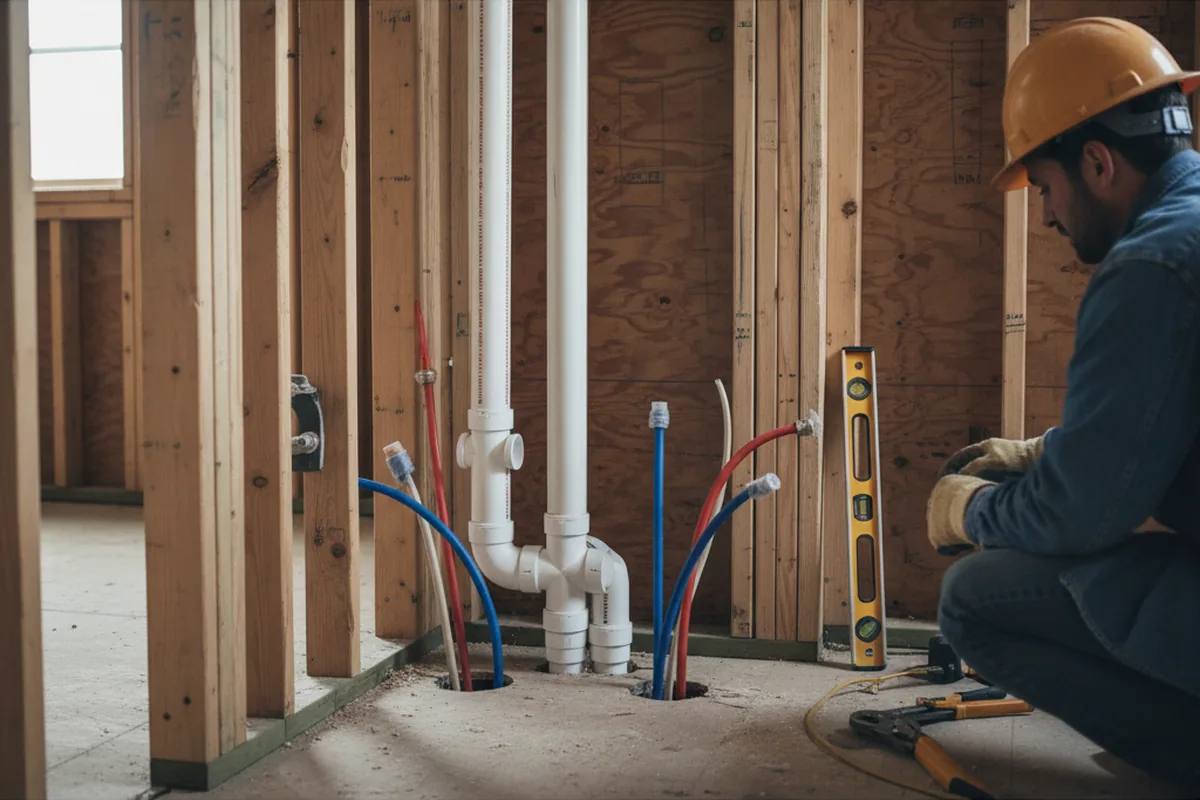 Drain and supply rough-in during Drain Cleaning in Johnson City