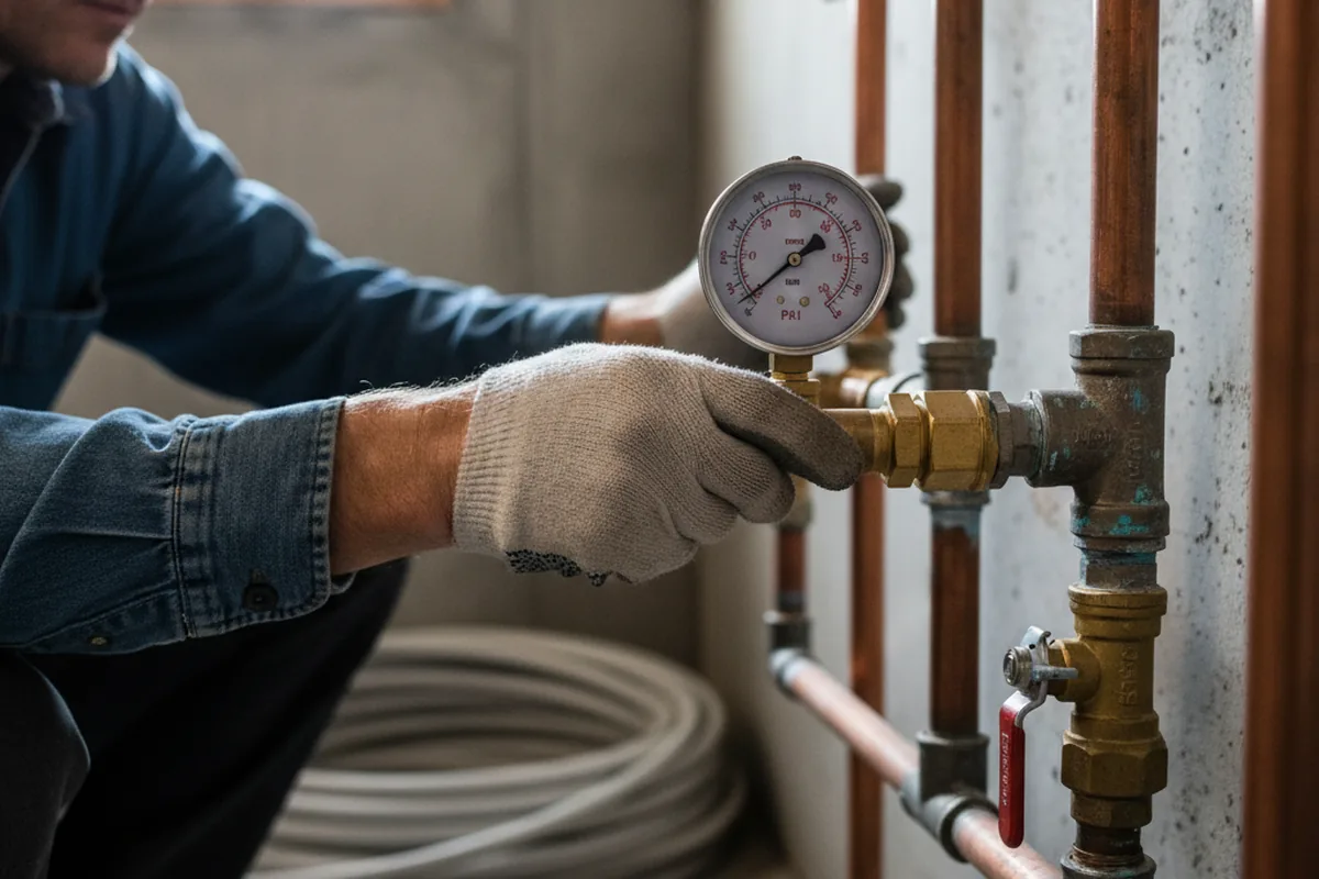 Pressure testing a repaired line during Water Line Repair in Johnson City